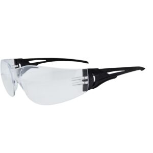 Edge CV111 Viso safety glasses, black wraparound frame, clear lens