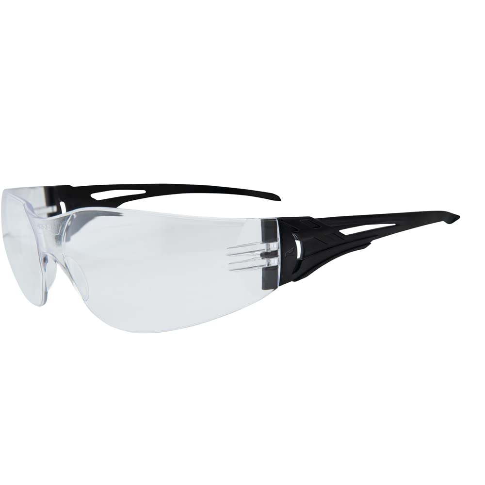 Edge CV111 Viso safety glasses, black wraparound frame, clear lens