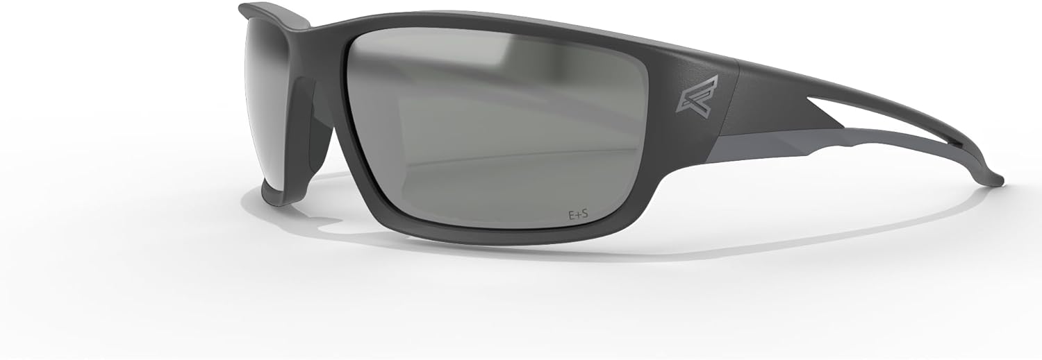 Edge SK117 Kazbek safety glasses, silver and black frame, silver mirror lens