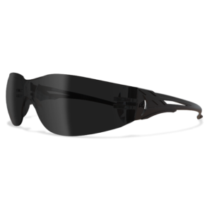 Edge CV116 Viso safety glasses, black wraparound frame, smoke lens
