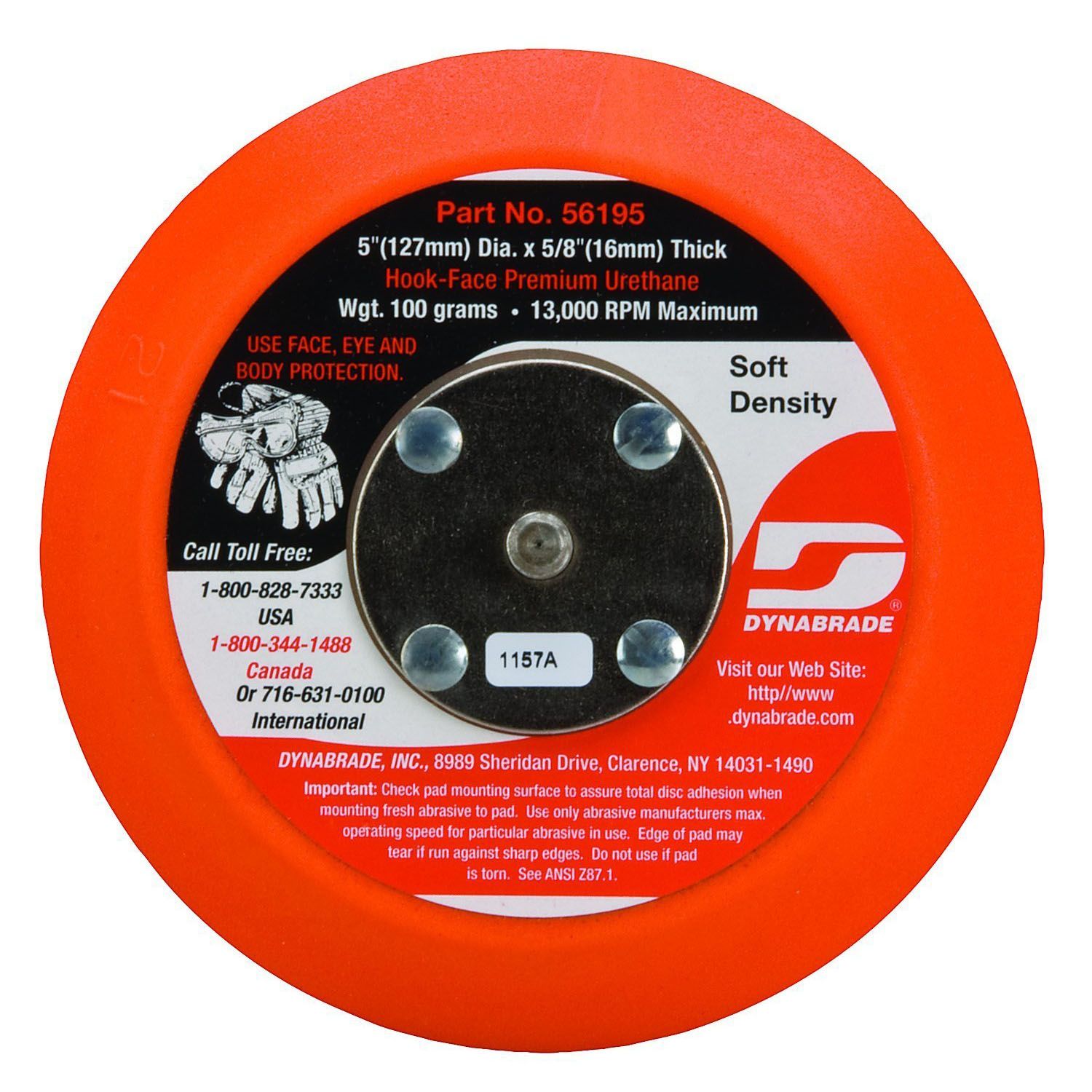 Dynabrade 56195 5 inch hook-face soft density disc pad